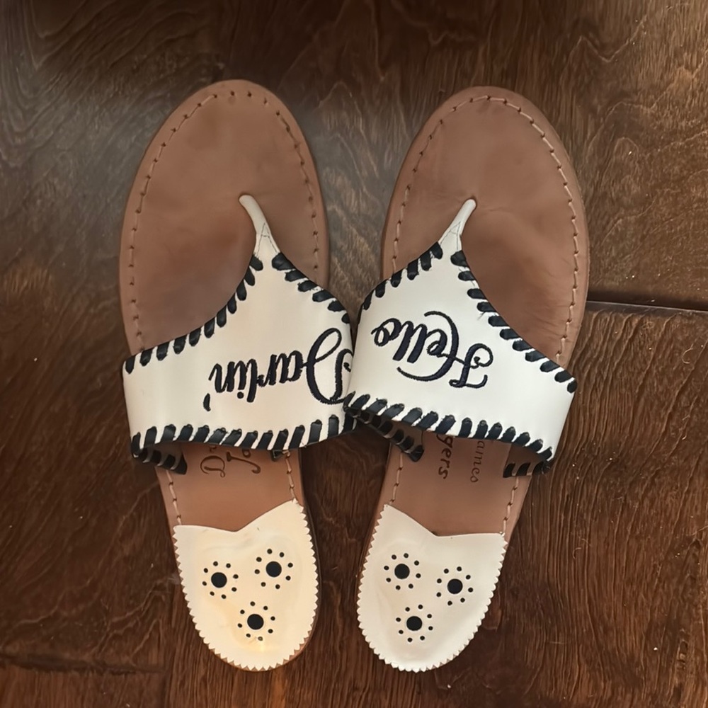 White and Navy Women's Sandals